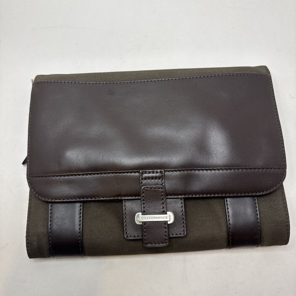 Cutter & Buck Men's‎ Canvas & Genuine Leather Travel Toiletries Bag Brown